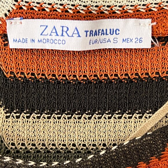 Zara Trafaluc Chevron Knit Top Size Small Multicolor - Picture 5 of 6